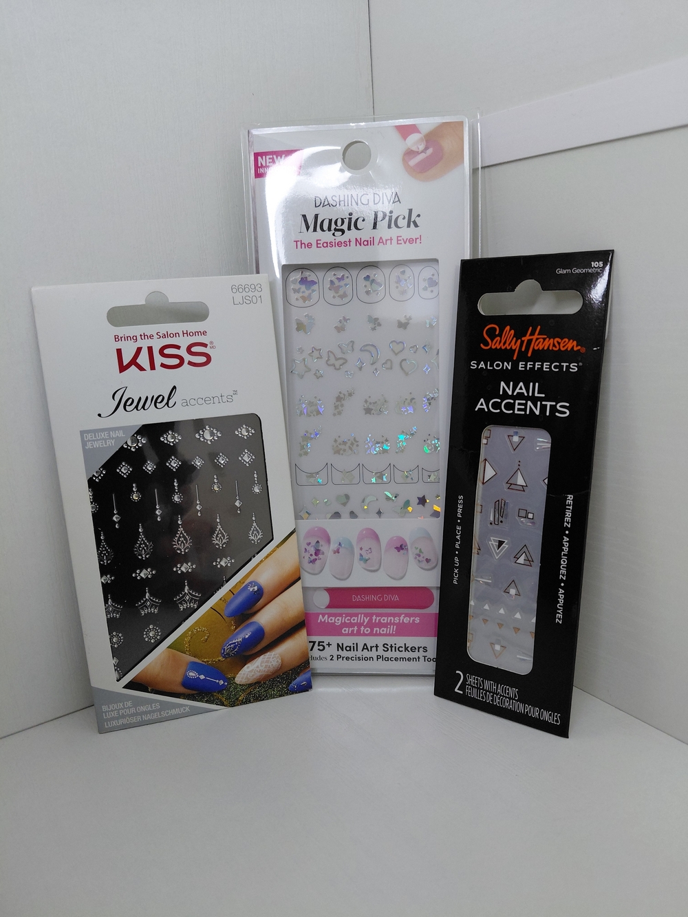NWT Dashing Diva, Sally Hansen and Kiss Jewel Accent Nail Stickers for home mani